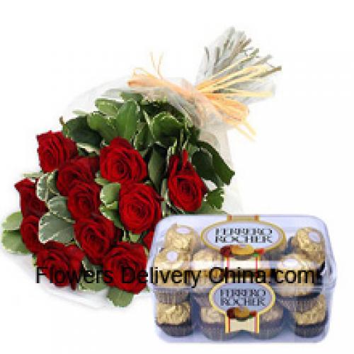 16 Pz Ferrero Rochers con 12 Belle Rose Rosse