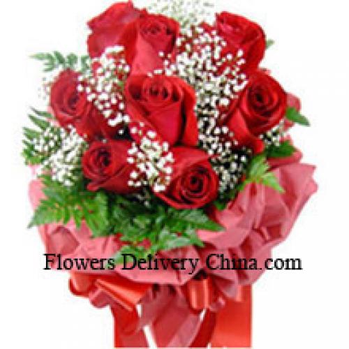 10 Wrapped Red Roses