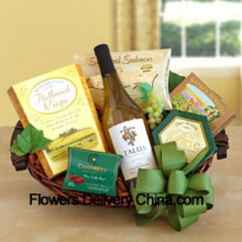 Elegant White Wine and Snack Basket