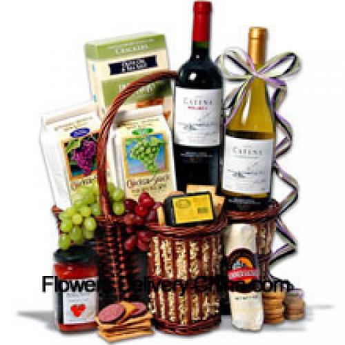 Gourmet Basket Filled with Wines