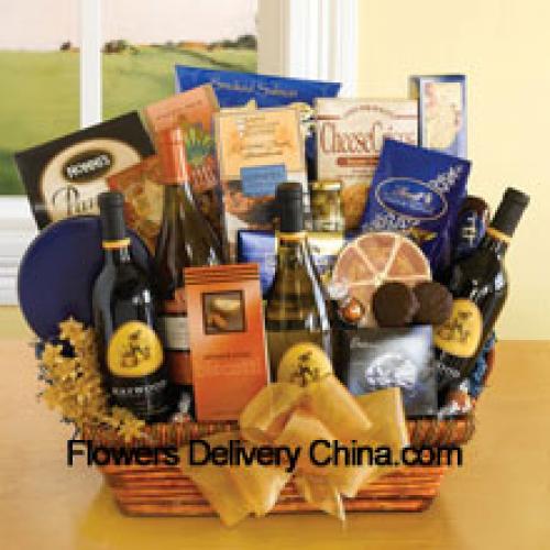 Hamper inclusief rijke wijn en snacks